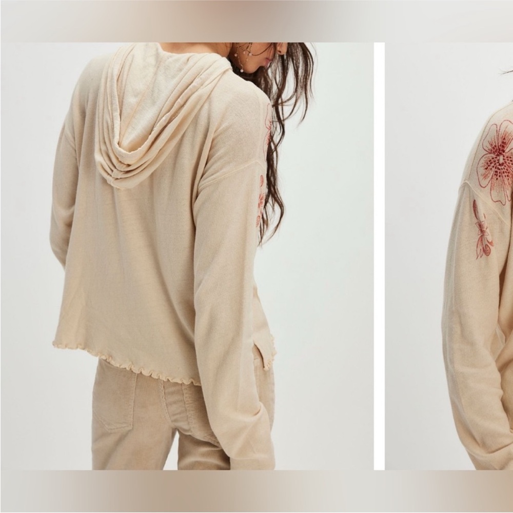 NWOT Free People We The Free Lone Star Hoodie - sand shell combo - medium - Picture 3 of 9